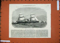 Original Old Antique Print 1871 Steam Yacht Sailing Ship King Burmah Sea Boat