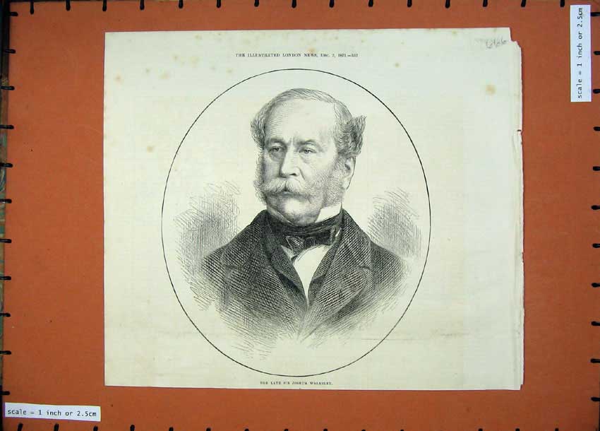 Original Old Antique Print 1871 Portrait Sir Joshua Walmsley House Commons 19th
