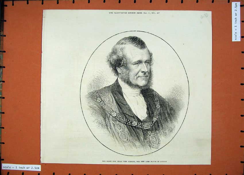 Old Antique Print 1871 Sills John Gibbons New Lord Mayor London England 19th