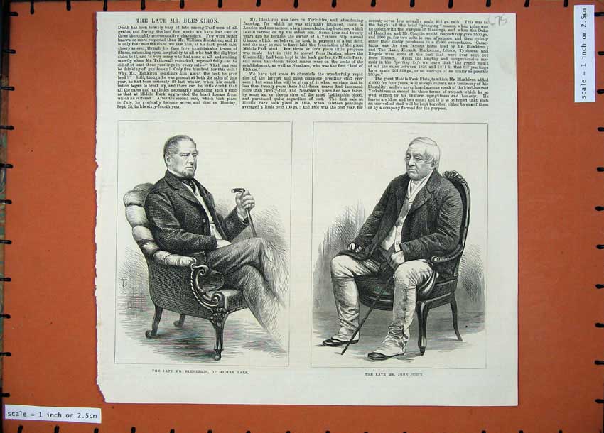Original Old Antique Print 1871 Mr Blenkiron Middle Park John Scott Turf Men