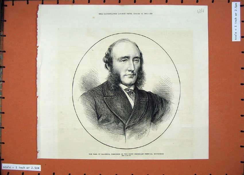 Old Antique Print 1871 Earl Dalkeith President Scott Festival Edinburgh 19th