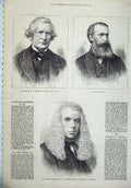 Original Old Antique Print 1872 Wentworth Wales John Coode Chambers Serjeant
