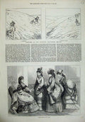 Original Old Antique Print Paris Fashion 1872 Brighton Volunteer Ta Review 19th