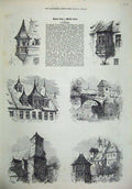 Original Old Antique Print Nuremberg 1872 Houses Buildings Architecture Read