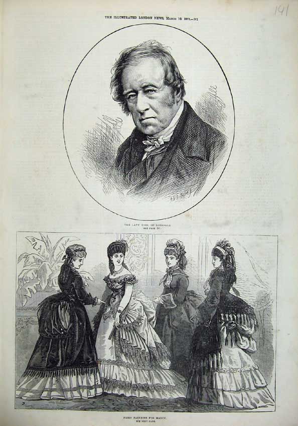 Original Old Antique Print 1872 Portrait Earl Lonsdale Paris Fashion Victorian