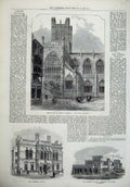 Old Antique Print 1872 Chester Cathedral Townhall Poplar Barracks Blair 19th