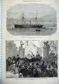 Original Old Antique Print 1872 Screw Steamer Abydos Livingstone Windsor Horse