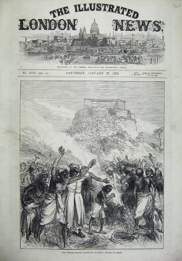 Old Antique Print 1872 British Eclipse Expedition India Bekel Native Men 19th