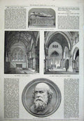 Old Antique Print 1872 Robert Lauder Church Ceylon Chapel Knowsley Derby 19th