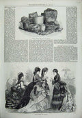 Old Antique Print Paris Fashion France Ancient British Urns Sunbury 1872 19th