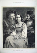 Original Old Antique Print 1872 Fine Art Men Women Romance Rivals Bouguereau