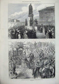 Old Antique Print Duke Edinburgh Dublin Consort Statue 1872 Leinster Art 19th