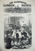 Original Old Antique Print 1872 German Siers Frenchmen CafÔøΩ Rheims Fighting Art
