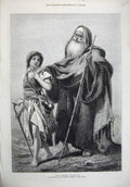 Original Old Antique Print 1872 Filial Affection Carl Haag Young Girl Man Art