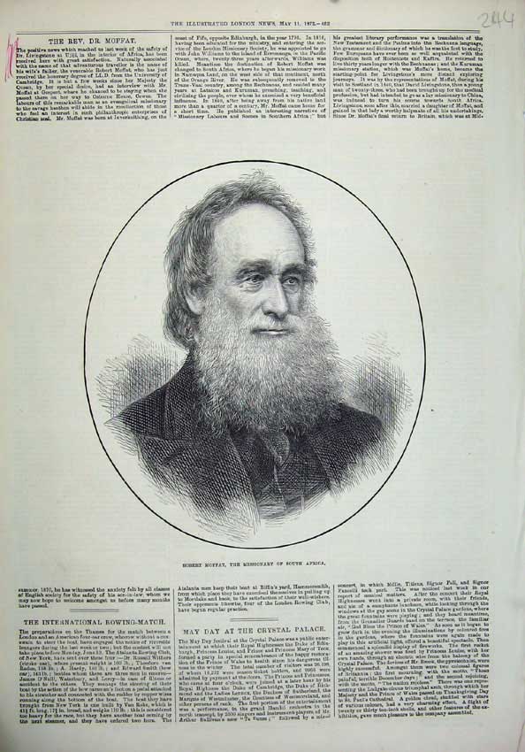 Old Antique Print 1872 Portrait Robert Moffat Missionary South Africa Art 19th