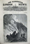 Original Old Antique Print 1872 Mountain Vesuvius Lip Crater Volcano Fine Art
