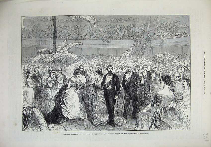 Old Antique Print 1872 Duke Edinburgh Princess Louise Dancing Reception 19th