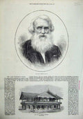 Original Old Antique Print 1872 Portrait Professor Morris Phayre Museum Rangoon