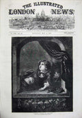 Original Old Antique Print 1872 Fine Art Blowing Bubbles Young Girl Feather Hat