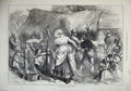 Original Old Antique Print 1872 Osier Stripping Warwickshire Men Women Children