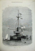 Original Old Antique Print 1872 Stern View H.M.S Thunderer British War Ship