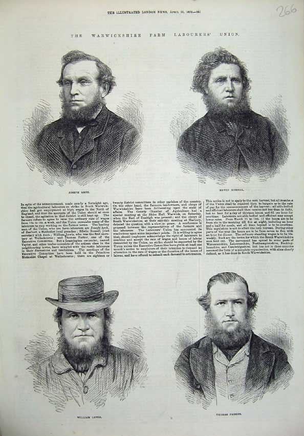Original Old Antique Print Warwickshire Farm 1872 Arch Russell Parker Lewis Men