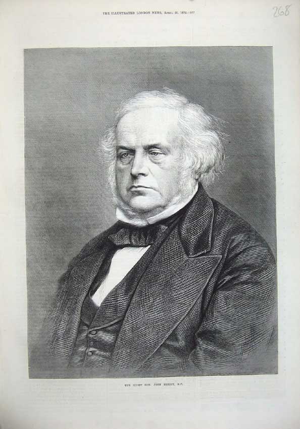 Original Old Antique Print 1872 Portrait Hon. John Bright Parliament Man 19th
