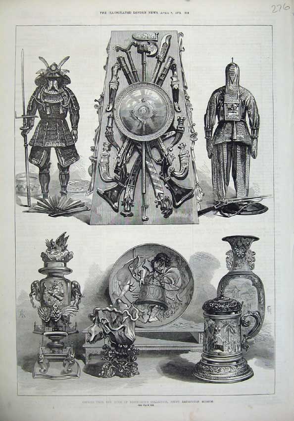 Original Old Antique Print 1872 Duke Edinburgh Kensington Museum Object 19th