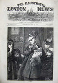 Original Old Antique Print 1872 Good Friday Children Fancy Clothes Fine Art