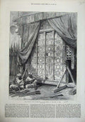 Original Old Antique Print 1872 Gates Somnauth Arsenal Fort Agra India Men Guns