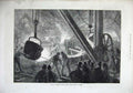 Original Old Antique Print 1872 Casting Cylinder Albert Bridge Chelsea Fine Art