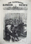 Original Old Antique Print 1872 Communist Club-Room Leicester Square Fine Art