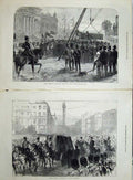 Original Old Antique Print Funeral Dublin Obesquies Lord Mayo 1872 Ireland Art