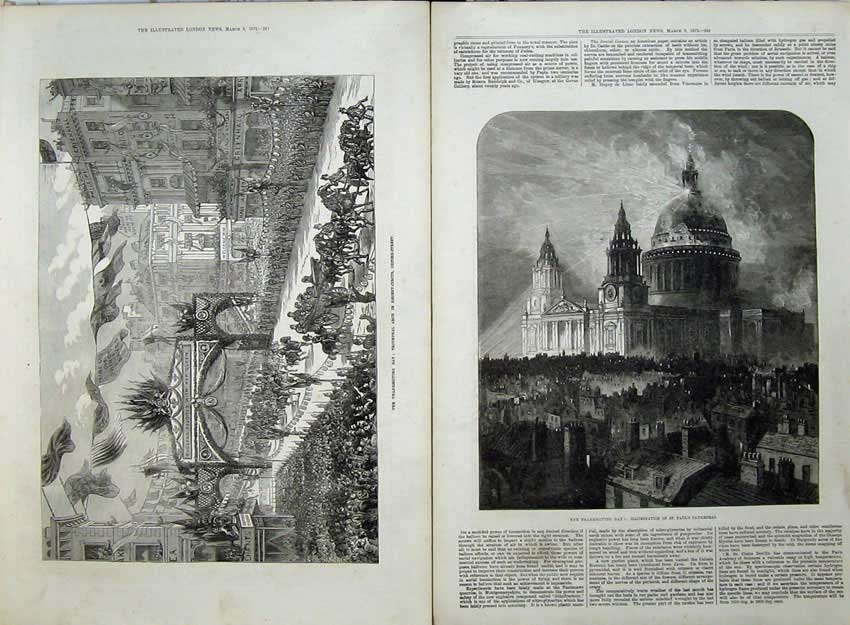 Old Antique Print 1872 Thanksgiving Triumphal Arch Pauls' Cathedral Art 19th