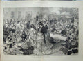 Antique Old Print Ascot Races 1872 Luncheon Grand Stand People Picnic Art 19th