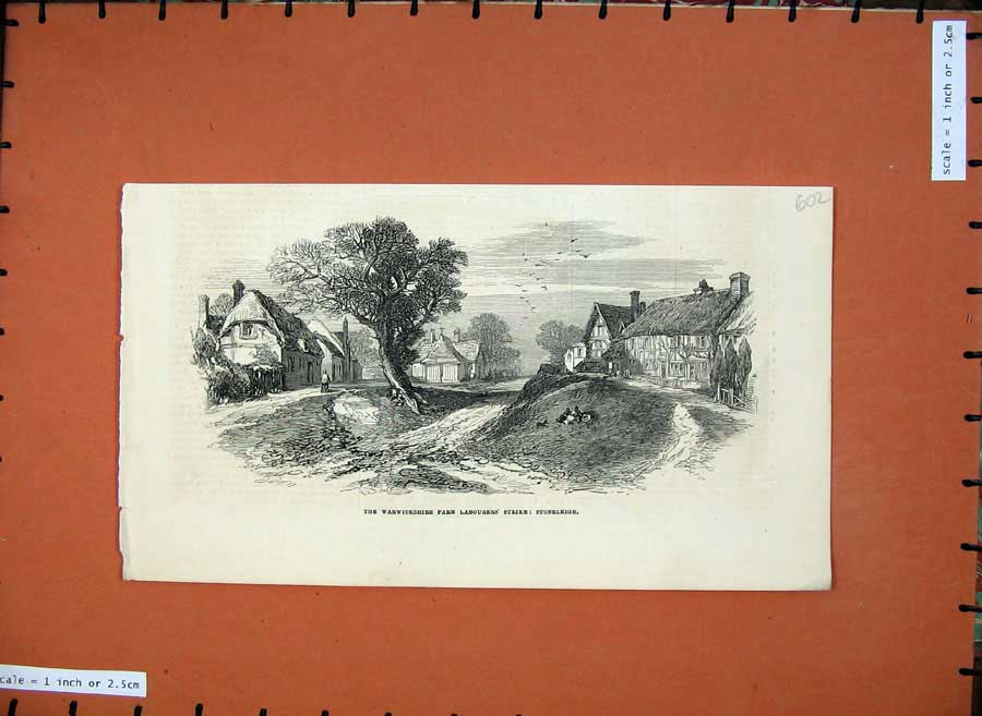Old Antique Print 1872 Warwickshire Farm Labourer'S Strike Stonleigh Art 19th