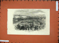 Old Antique Print 1872 View Gardens Thames Embankment London River Bridge 19th