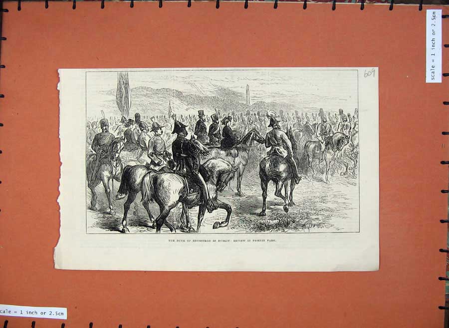 Old Antique Print 1872 Duke Edinburgh Dublin Phoenix Park Horses Army War 19th