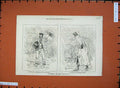 Original Old Antique Print 1872 Boat Race Raining Umbrella Man Raincoat Sketch