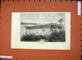 Original Old Antique Print 1872 View Viper Island Andaman Houses Trees Sunlight