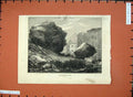 Original Old Antique Print 1872 Fallen Rock Nice France Houses Fine Art 19th