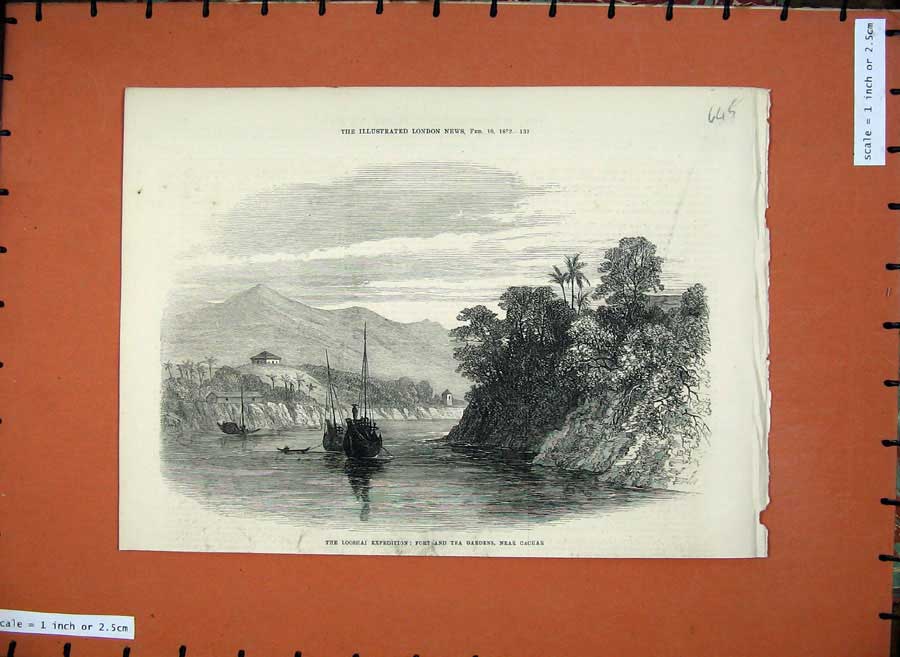 Old Antique Print 1872 Looshai Expedition Fort Tea Gardens Cachar River 19th