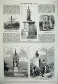 Old Antique Print 1872 Monument Haafager Baron Stin Waghorn Obelisk Art 19th