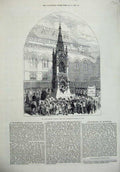 Original Old Antique Print 1872 Lord Mayor Opening Drinking Fountain Bow London