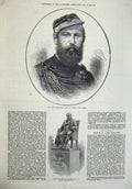 Original Old Antique Print Charles King Sweden Norway 1872 Statue Lord Holland