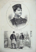 Old Antique Print 1872 Portrait Man Milan Obrenovics Prince Servia People 19th