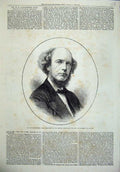Original Old Antique Print 1872 Portrait Man Carpenter President Science 19th