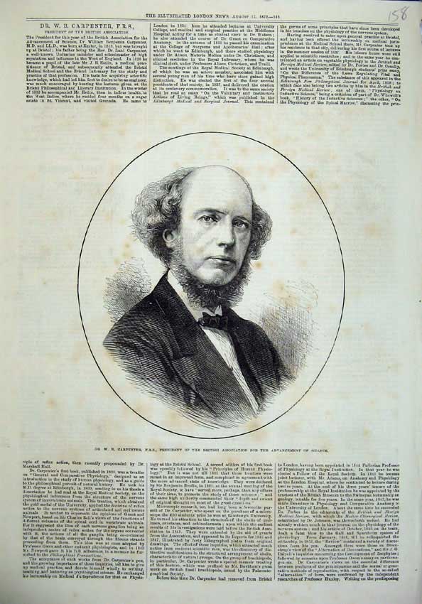 Original Old Antique Print 1872 Portrait Man Carpenter President Science 19th