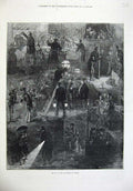 Original Old Antique Print 1872 Fine Art Gas Strike London Candles Shops 19th