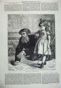 Old Antique Print 1872 Tableaux Vivants Una Lion Man Little Girl Playing 19th
